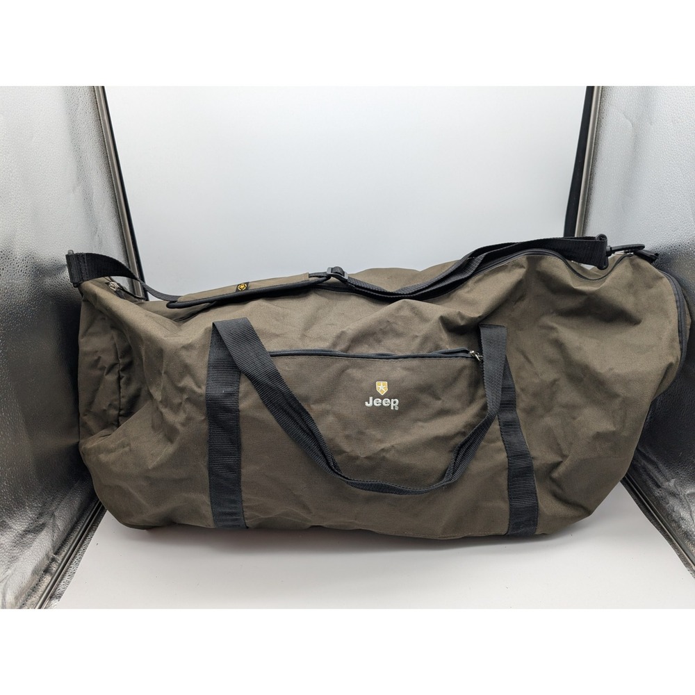 Jeep Canvas Duffel Bag Olive Green Large Travel Gym Bag Shoulder Strap